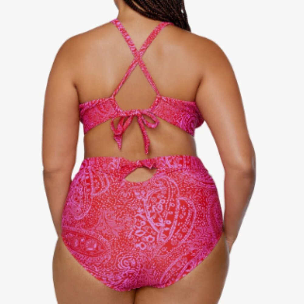 Raisins Las Virgenes Via Top Island Plus Bottom 2pc Bikini Set Red 20W - Picture 15 of 16